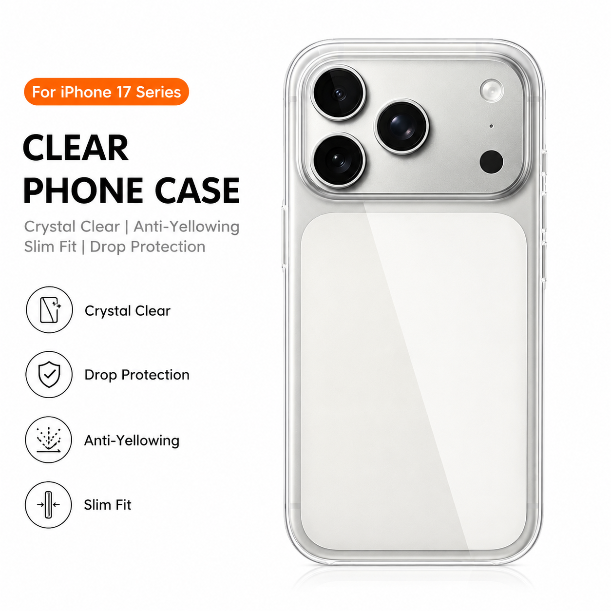 Transparent Thin Case - Magnetic Clear Case for iPhone 17
