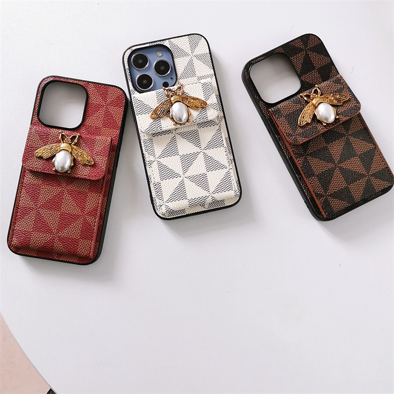 Phone Cases Dior - Luxury Card Bag Pearl Inlaid Bee