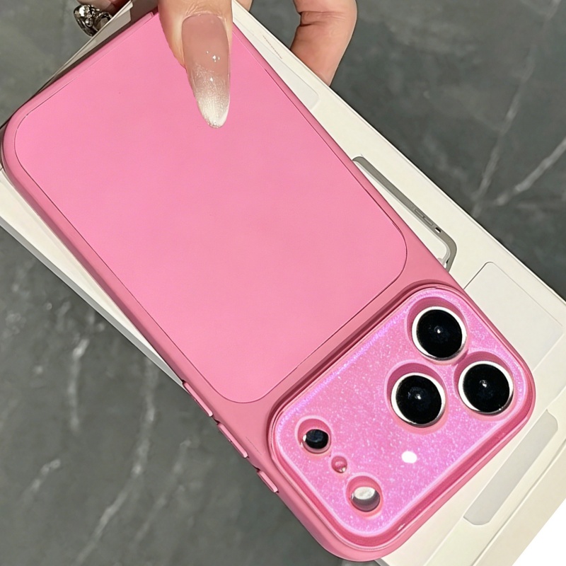 Phone Cases With Camera Cover - Luxury Aurora Camera Glitter Liquid Silicone