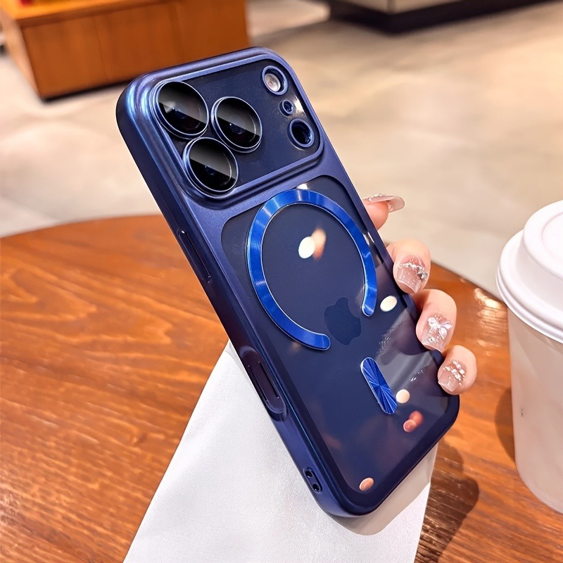 Phone Cases With Camera Cover - Magnetic Clear Luxury Plating Phone Case