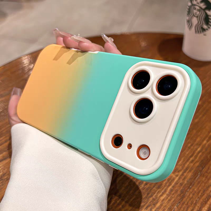 Phone Cases With Camera Cover - Gradient Color Matte Camera Protection Case