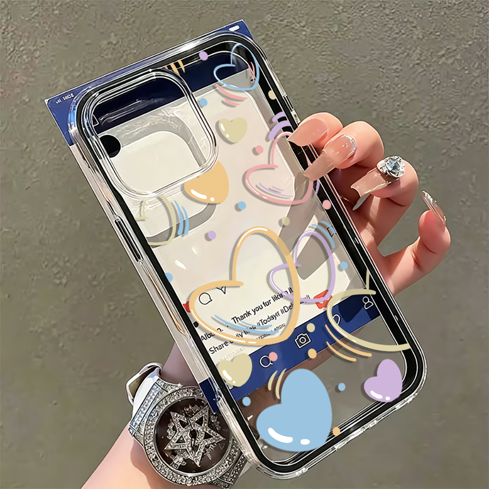 Phone Cases Transparent - Cute Colorful Heart Phone Case For