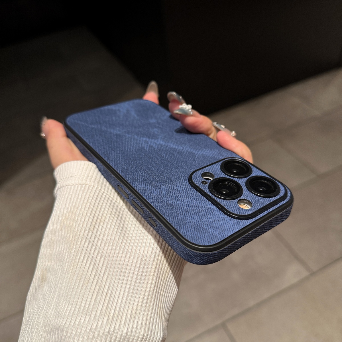 Phone Cases With Camera Cover - Luxury Vintage Washed Color Cowboy Fabric