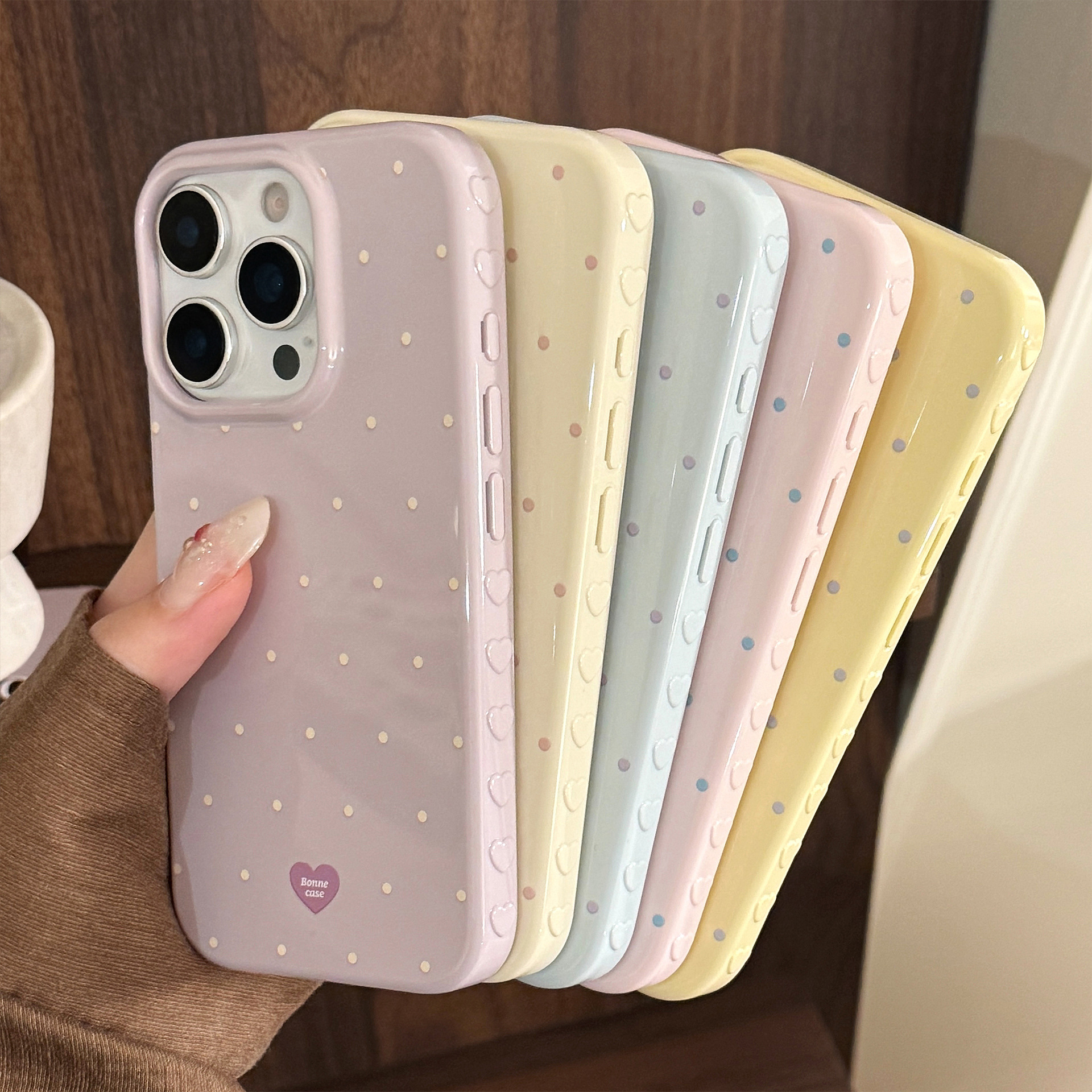 Korean Full Screen Candy Color - đánh giá và giá Phone Cases Polka Dot