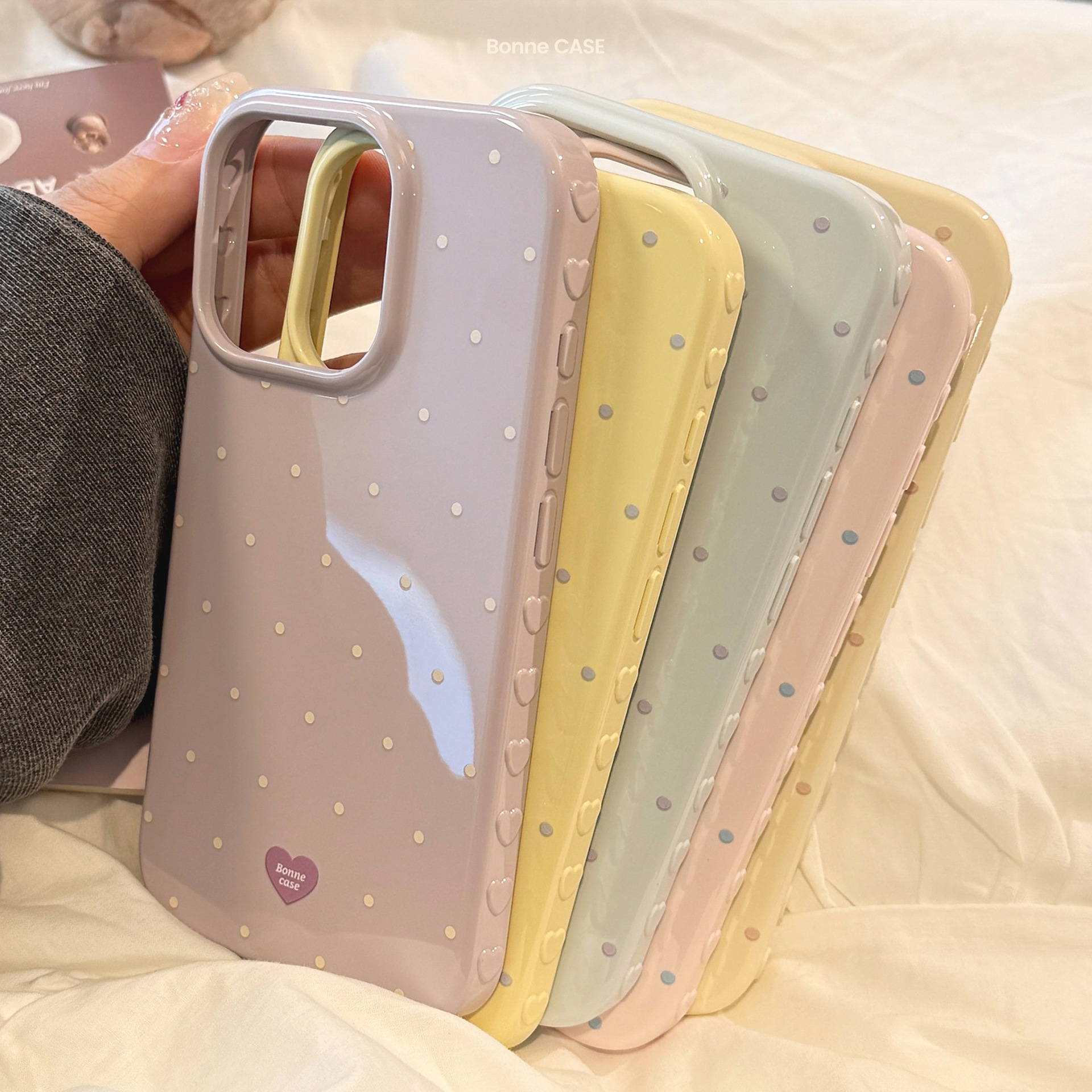Korean Full Screen Candy Color - đánh giá và giá Phone Cases Polka Dot