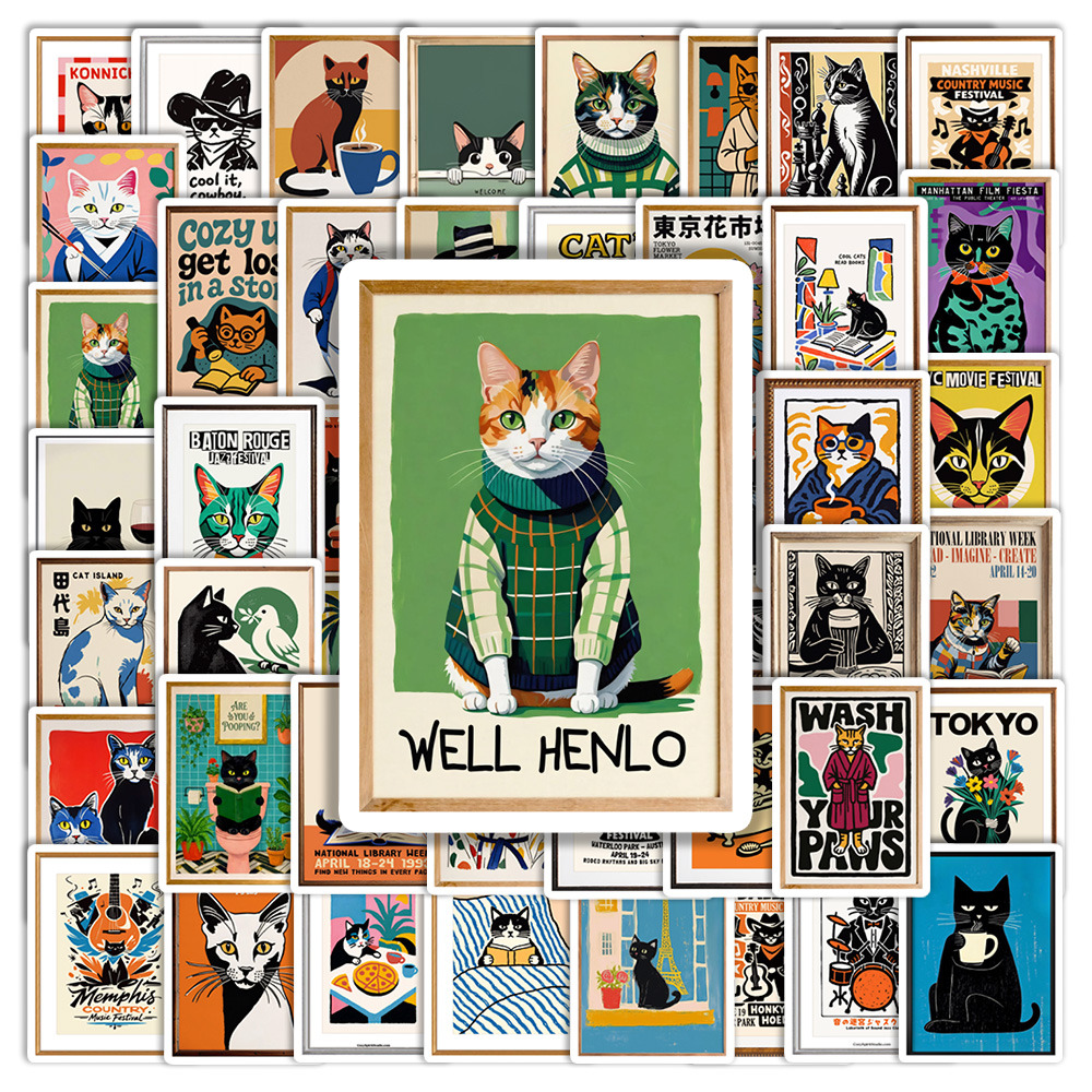 Cute Cat Poster Stickers Water - đánh giá và giá Phone Cases Junk