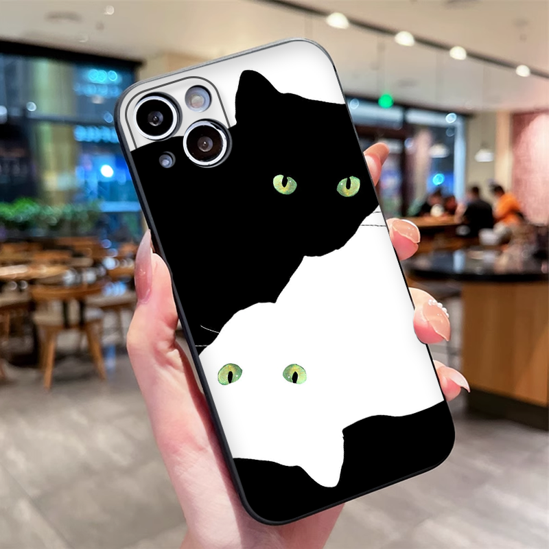 Cartoon Black White Cat Lovers - đánh giá và giá Phone Cases Motorola