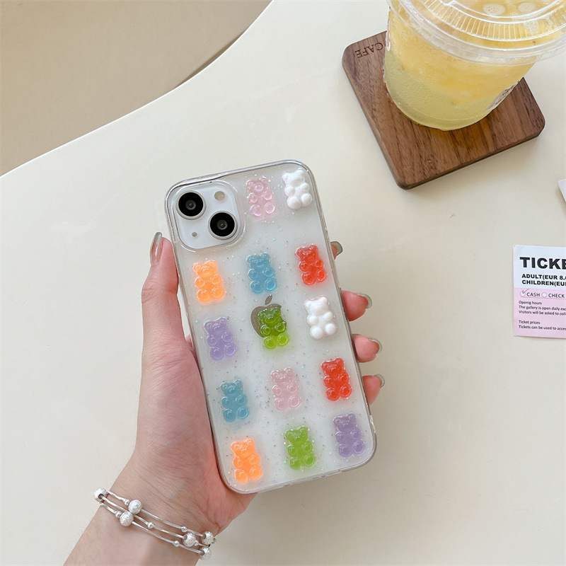 Cute 3D Colorful Bear Drop Glu - đánh giá và giá Phone Cases Drop Proof