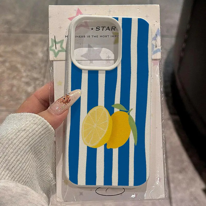 Yellow Lemon Blue Stripe Patte - đánh giá và giá Phone Cases Yellow
