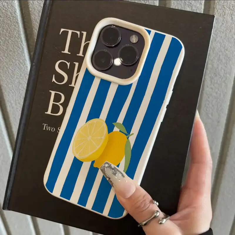 Yellow Lemon Blue Stripe Patte - đánh giá và giá Phone Cases Yellow