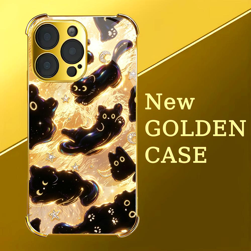 Premium Golden Black Cat glass - đánh giá và giá Phone Cases Rhode