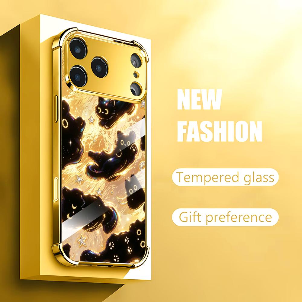 Premium Golden Black Cat glass - đánh giá và giá Phone Cases Rhode
