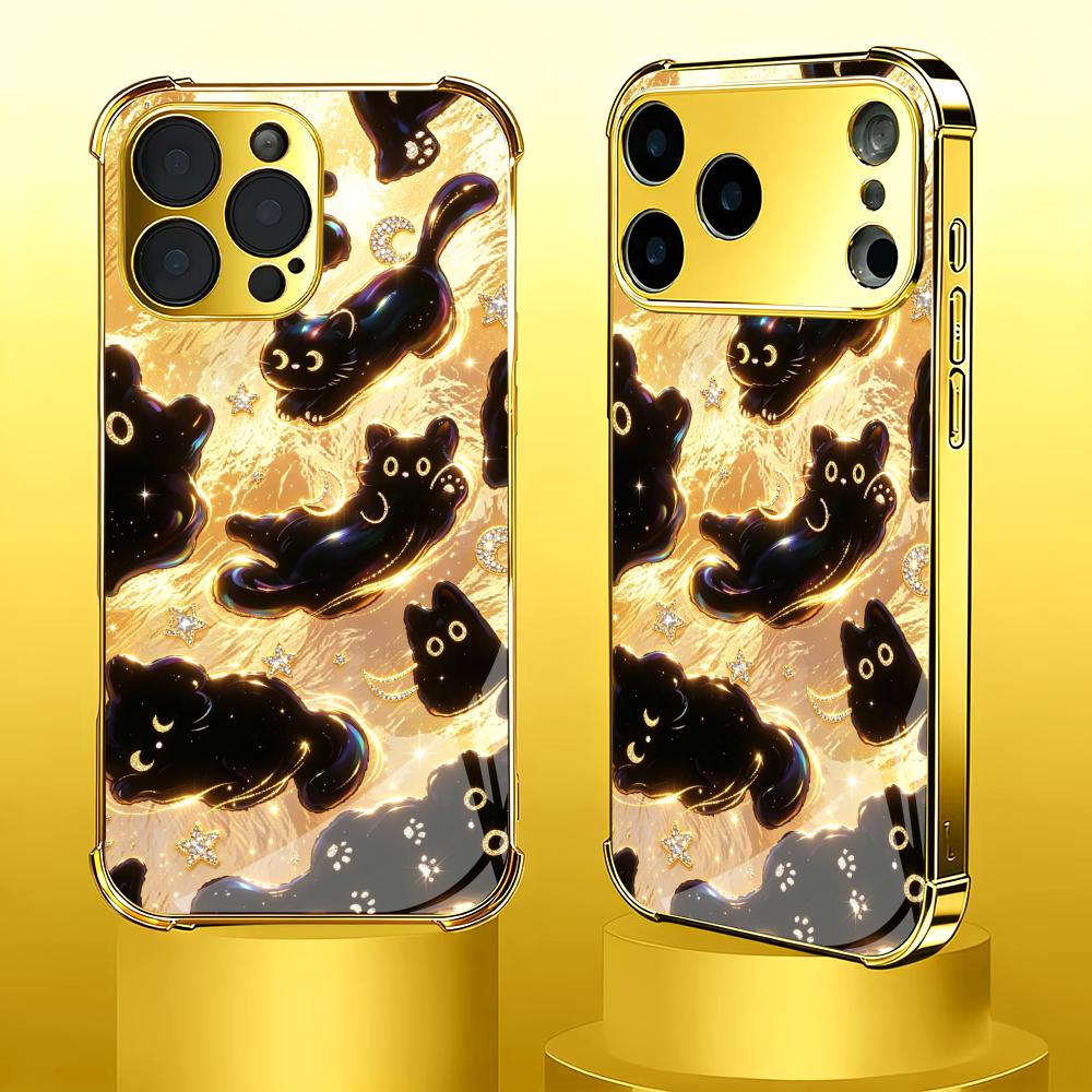 Premium Golden Black Cat glass - đánh giá và giá Phone Cases Rhode