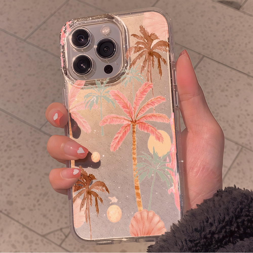 Beach coconut trees Clear Glit - đánh giá và giá Phone Cases Transparent
