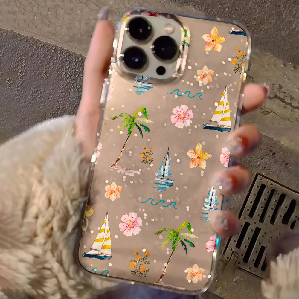 Beach coconut trees Clear Glit - đánh giá và giá Phone Cases Transparent