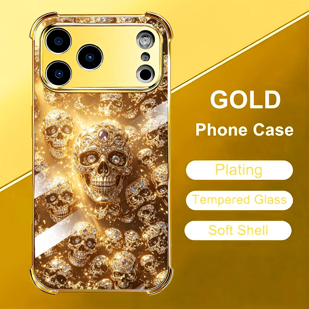 Luxurious Golden Skull glass p - đánh giá và giá Phone Cases Rhode