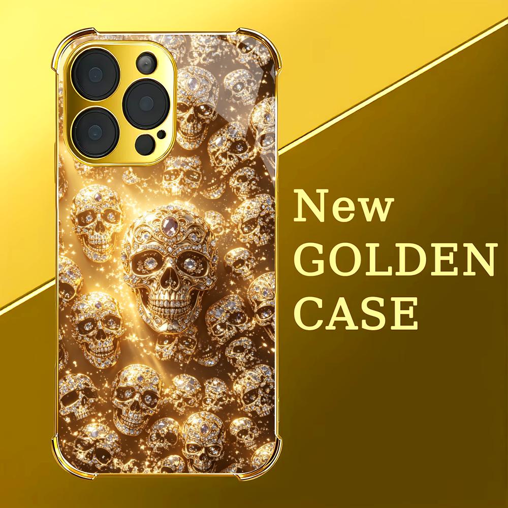Luxurious Golden Skull glass p - đánh giá và giá Phone Cases Rhode