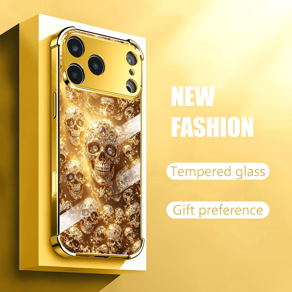 Luxurious Golden Skull glass p - đánh giá và giá Phone Cases Rhode