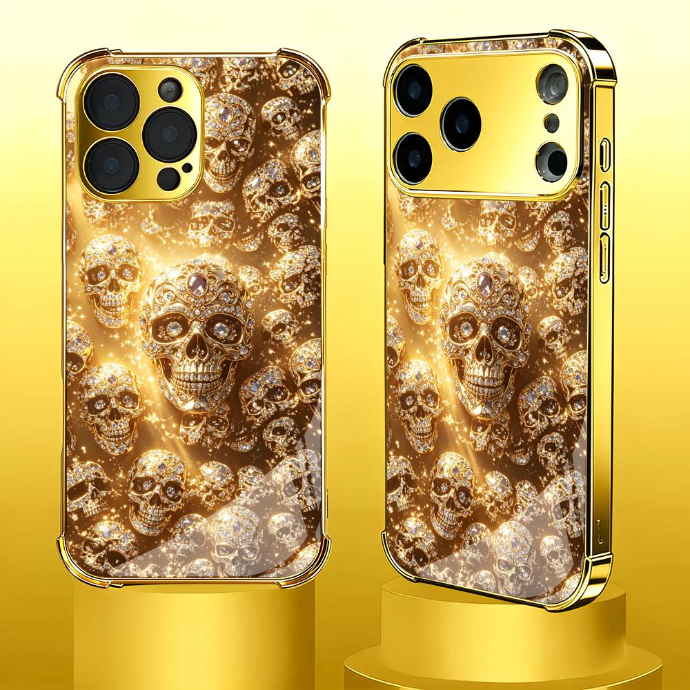 Luxurious Golden Skull glass p - đánh giá và giá Phone Cases Rhode