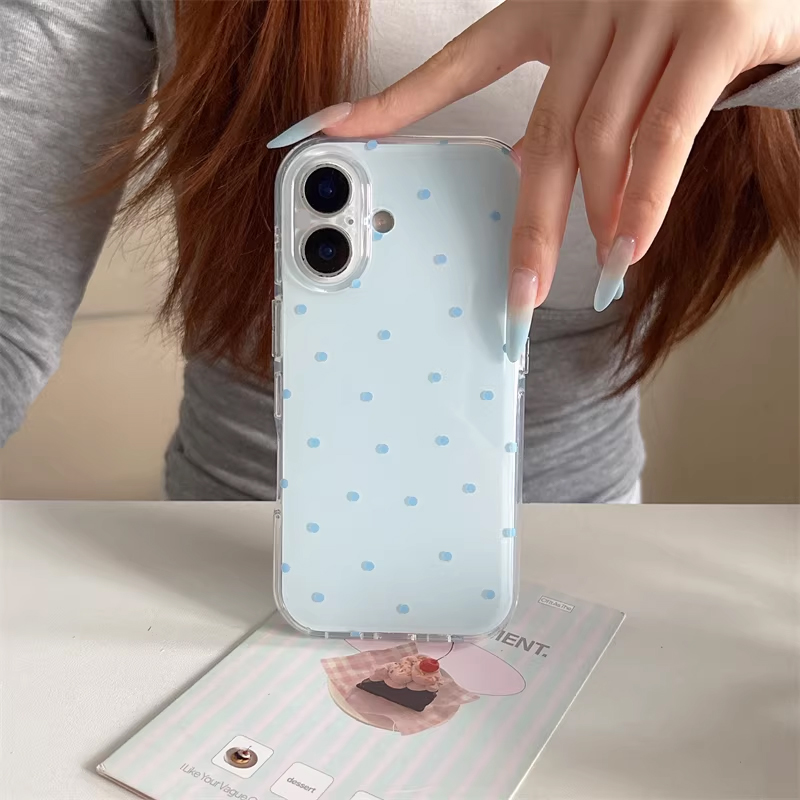 Korean Ins Girl Simple Blue Pi - đánh giá và giá Phone Cases Polka Dot