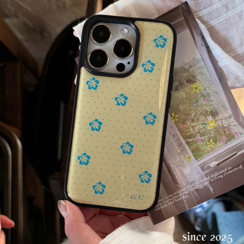 Korean Ins Blue Flowers Polka  - đánh giá và giá Phone Cases Polka Dot