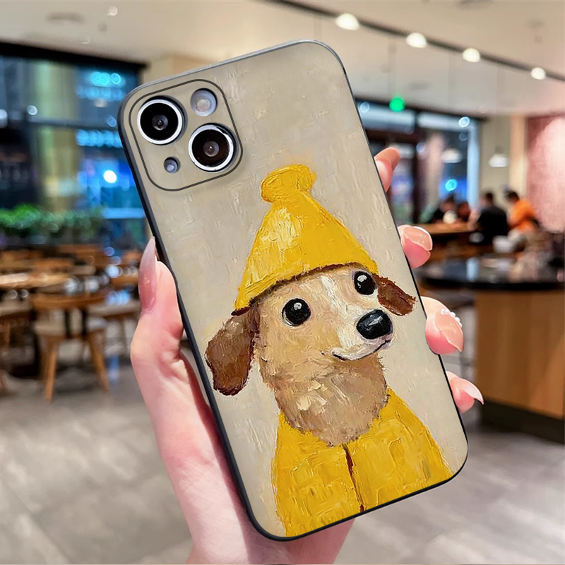Oil Painting Yellow Dog Black  - đánh giá và giá Phone Cases Yellow